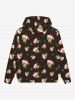 Gothic Christmas Hat Skulls Snowflake Print Zipper Pocket Drawstring Hoodie For Men -  