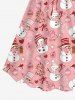 Plus Size Christmas Tree Ball Heart Glove Snowman Gift Box Stars Print Cinched A Line Dress -  