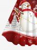 Robe Évasée Imprimée Élément de Noël Grande Taille - Rouge foncé 2X
