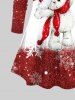 Plus Size Glitter Sparkling Christmas Hat Bear Snowflake Gift Box Sequins Print Long Sleeves T-shirt - Rouge 1X