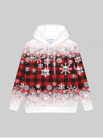 Gothic Christmas Snowflake Plaid Ombre Colorblock Skull Print Drawstring Fleece Lining Hoodie For Men - MULTI-A - 5XL