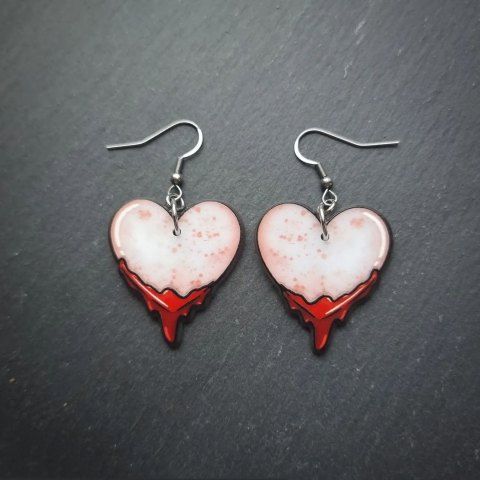 Boucles D'Oreilles Pendantes en Forme de Cœur D'Amour Sanglant - RED