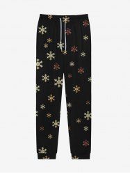 Pantalon de Jogger Imprimé Flocon de Neige de Noël Gothique avec Poches à Cordon de Serrage pour Homme - Noir XS