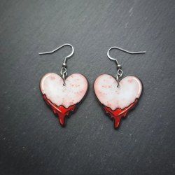 Gothic Bloody Heart Love Shaped Drop Earrings -  