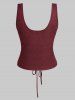 Plus Size Ruched Off Shoulder  Asymmetrical Tee With Grommets Lace Up Marled Waistcoat -  