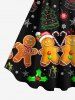 Plus Size Christmas Tree Bell Gift Candy Star Snowflake Gingerbread Print Tank Dress -  