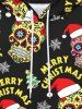 Sweat à Capuche Gothique Sapin de Noël Flocon de Neige Imprimés à Doublure en Laine à Cordon - Noir 5XL