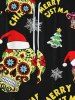Chapeau de Survêtement Gothique de Noël Flocon de Neige Crâne et Sapin à Jambe Large à Cordon - Noir 8XL