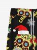Gothic Christmas Tree Snowflake Hat Skulls Print Drawsting Wide Leg Sweatpants For Men -  