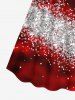 Robe de Soirée Brillante 3D en Blocs de Couleurs Imprimée Grande Taille à Paillettes - Rouge foncé M