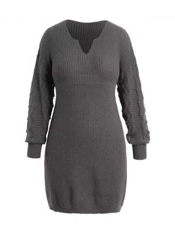 Mini Robe Pull à Goutte Epaule en Couleur Unie de Grande Taille