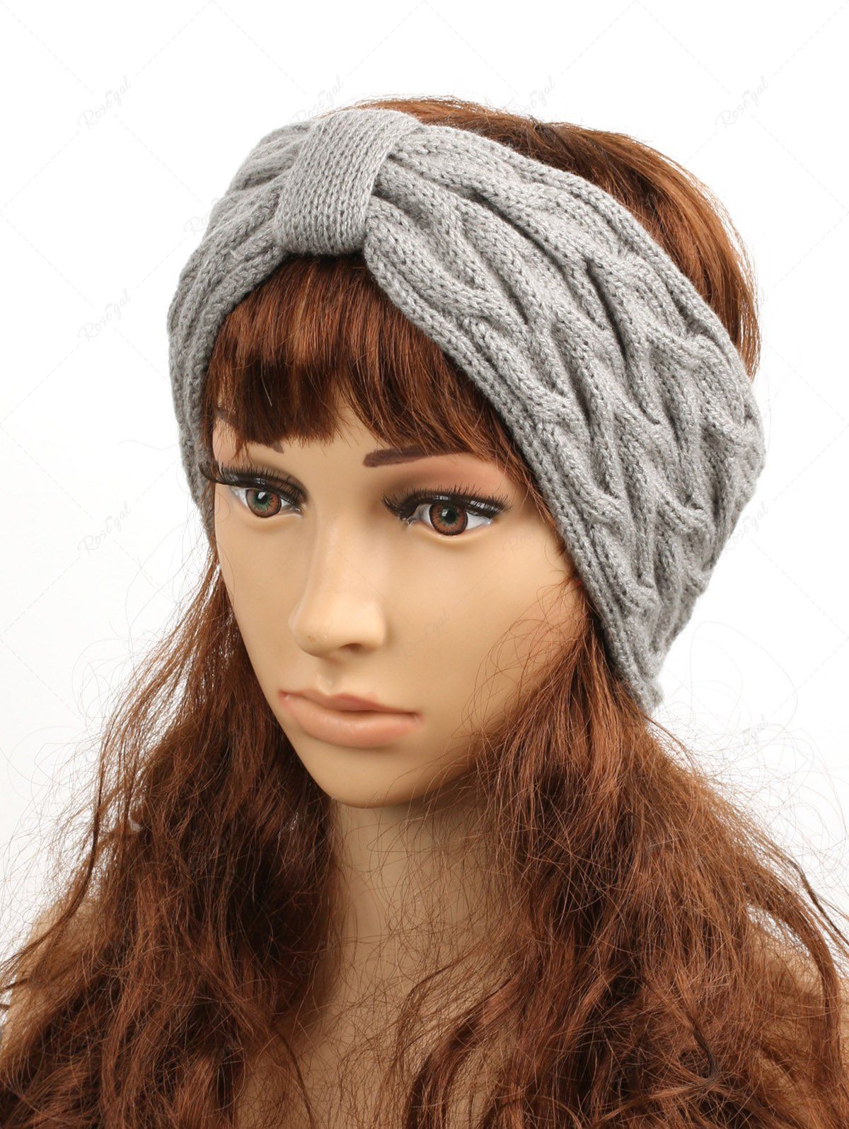Shop Fashion Bowknot Fleece Lining Cable Knit Solid Ear Warmer Headband  