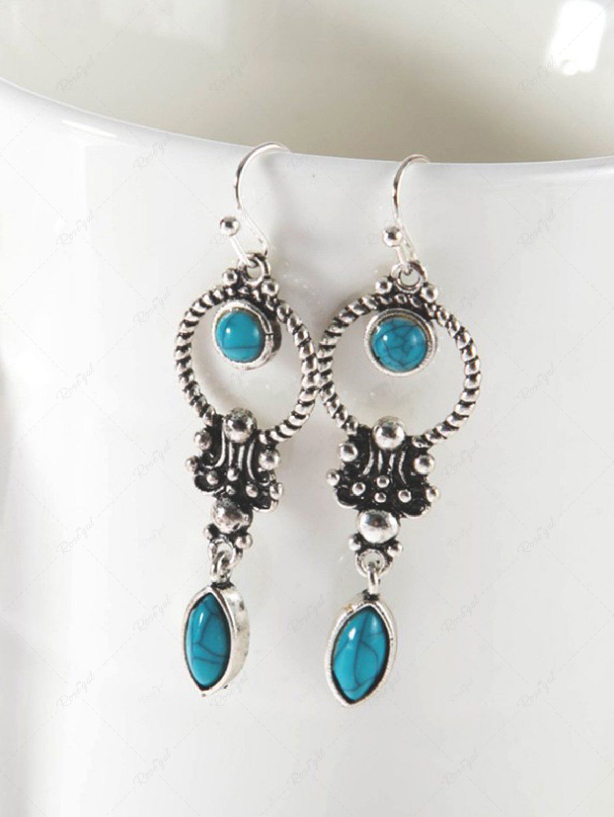Sale Thai Silver Turquoise Vintage Drop Earrings  
