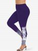 Christmas Snowman Snowflake Sparkling Sequin Glitter 3D Printed T-shirt and Leggings Plus Size Matching Set -  
