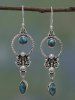 Thai Silver Turquoise Vintage Drop Earrings -  