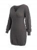 Plus Size Solid Color Drop Shoulder Mini Sweater Dress -  
