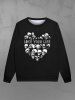 Gothic Skulls Heart Letters Print Sweatshirt For Men -  
