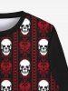 Sweat-shirt Imprimé Crâne Floral Gothique et Coeur pour Homme - Noir 4XL