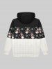 Gothic Christmas Colorblock Snowman Sowflake Cable Knit 3D Print Pockets Drawstring Hoodie For Men -  