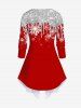 Plus Size Christmas Snowflake Star Paint Drop Blobs Glitter Sparkling Sequin 3D Print 2 In 1 T-shirt -  