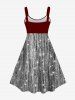 Plus Size Heart Glitter Sparkling Sequin Chains Belt 3D Print Tank Party Dress -  