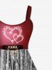 Robe de Soirée Courte 3D Cœur Imprimé de Grande Taille à Paillettes avec Chaîne - Argent 6X