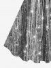 Robe de Soirée Courte 3D Cœur Imprimé de Grande Taille à Paillettes avec Chaîne - Argent 6X