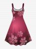Plus Size Snowflake Print Christmas Ombre A Line Tank Dress -  