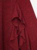 Robe Superposée Plissée à Ourlet en Laitue de Grande Taille avec Cape en Mousseline - Rouge foncé 1X | US 14-16