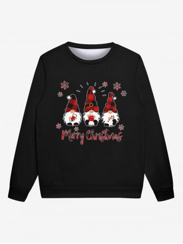 Gothic Christmas Plaid Hat Santa Clause Snowflake Letters Print Sweatshirt For Men - BLACK - XL