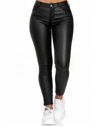Plus Size Solid Color Zip Fly Long Pants -  