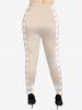 Plus Size Plaid Checkered Colorblock Print Leggings -  