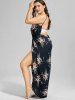 Plus Size Rose Flower Leaf Print Beach Cover Up Wrap Dress -  