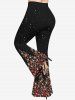 Plus Size Christmas Tree Ball Bowknot Star Glitter Sparkling Sequin 3D Print Flare Disco Pants -  