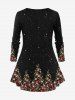 Plus Size Christmas Tree Ball Bowknot Snowflake Star Glitter Sparkling Sequin 3D Print Long Sleeve T-shirt -  