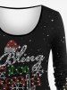 Plus Size Christmas Tree Ball Bowknot Snowflake Star Glitter Sparkling Sequin 3D Print Long Sleeve T-shirt -  