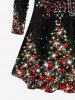 Plus Size Christmas Tree Ball Bowknot Snowflake Star Glitter Sparkling Sequin 3D Print Long Sleeve T-shirt -  