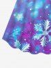 Robe de Noël Ligne A Colorée Ombrée Flocon de Neige Imprimée de Grande Taille - Pourpre  2X
