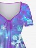 Plus Size Snowflake Tie Dye Ombre Print Cinched Christmas A Line Dress -  