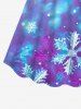 Plus Size Snowflake Tie Dye Ombre Print Cinched Christmas A Line Dress -  