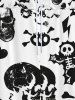 Gothic Skulls Skeleton Fish Bone Print Wide Leg Drawstring Sweatpants For Men -  