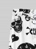 Pantalon de Survêtement Gothique Imprimé Squelette de Poisson à Jambes Larges à Cordon pour Homme - Blanc 8XL