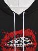 Gothic Skulls Teeth Blood Mouth Print Pockets Drawstring Hoodie For Men -  