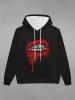 Gothic Skulls Teeth Blood Mouth Print Pockets Drawstring Hoodie For Men -  