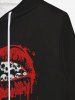 Gothic Skulls Teeth Blood Mouth Print Pockets Drawstring Hoodie For Men -  