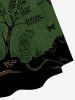 Robe Tigre Lune Etoile Lapin et Nuage Ligne A de Grande Taille - Vert profond 6X