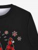 Sweat-shirt Gothique Imprimé Lettre et Père Noël à Carreaux - Noir 3XL