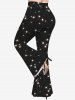 Plus Size Glitter Sparkling Stars Galaxy Print Pull On Flare Pants -  