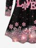 Plus Size Christmas Snowflake Bowknot Floral Graphic Sparkling Sequin Glitter 3D Print T-shirt -  