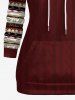 Plus Size Ethnic Graphic Cable Knit 3D Print Pockets Drawstring Hoodie -  